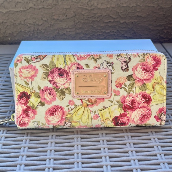 Loungefly Handbags - EUC Loungefly Disney Belle beauty and the beast floral aop wallet